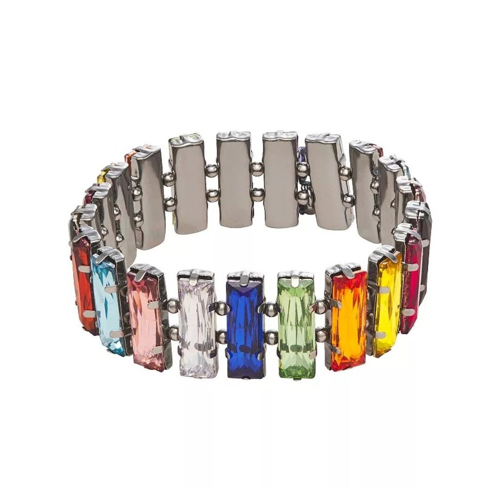 Simply Vera Vera Wang Silver Tone Rainbow Bars Stretch Bracelet